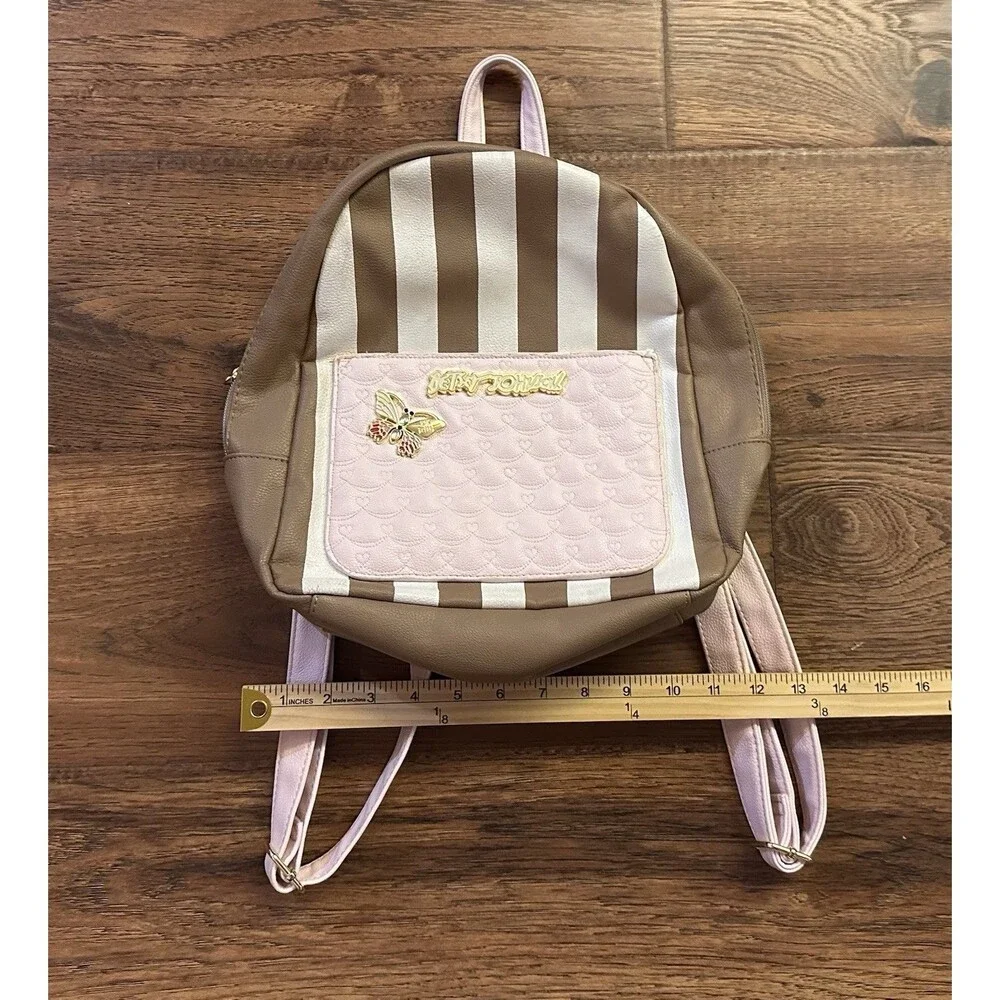 Betsey Johnson Striped Butterfly Bookbag Purse